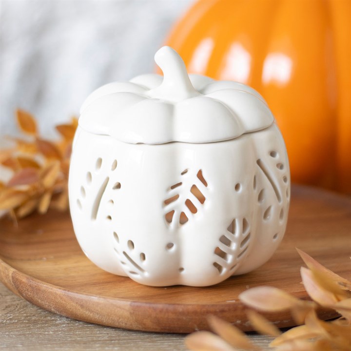 Pumpkin Leaf | Off-White Ceramic Wax Burner